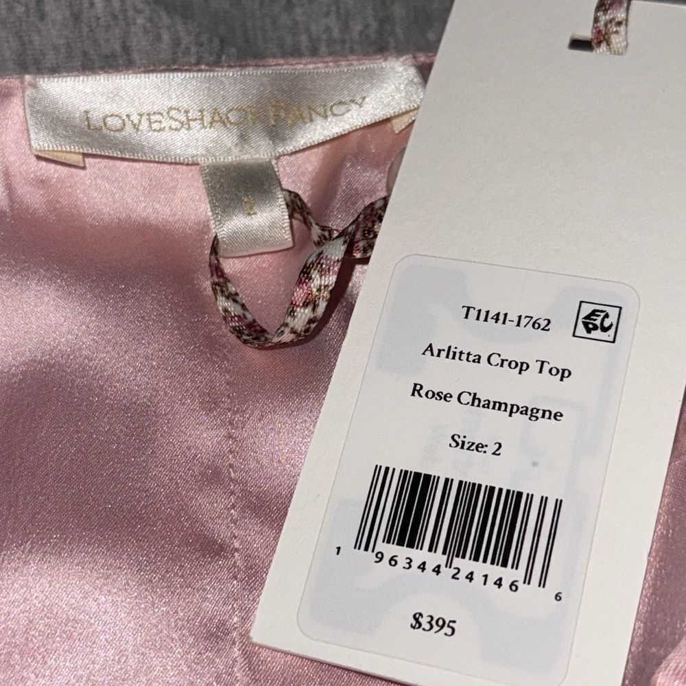 NWT LoveShackFancy - Arlitta Embellished Cropped Top - Pink - Size 2 - Picture 11 of 12